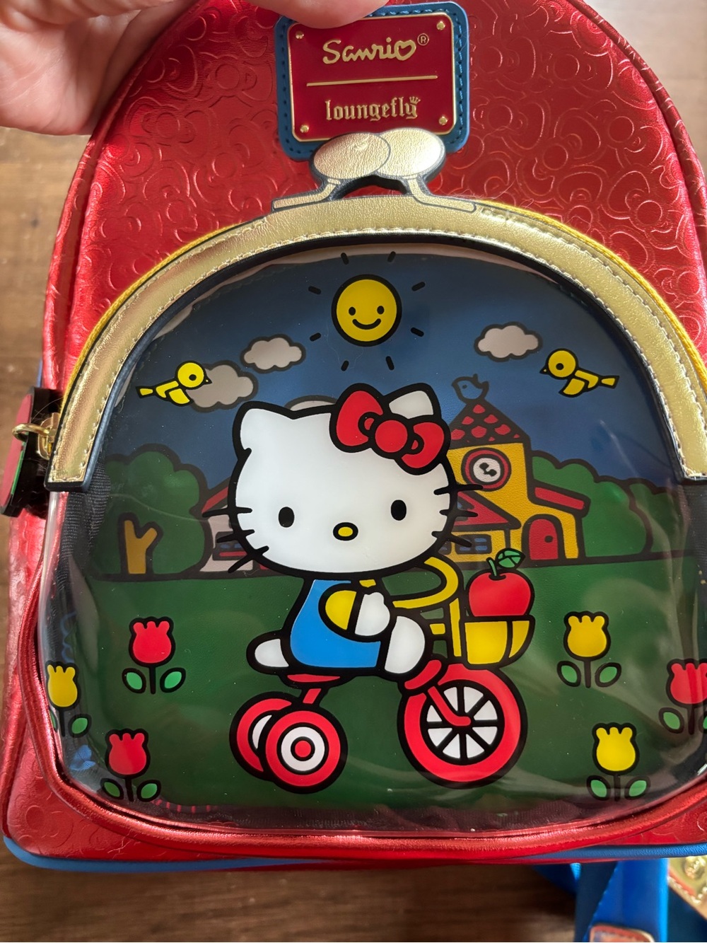 Loungefly Hello Kitty Red and Blue Mini Backpack - Picture 4 of 4